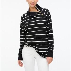 J Crew Sweater Women Small Cloudspun Fleece Turtleneck Sweatshirt Striped Cozy